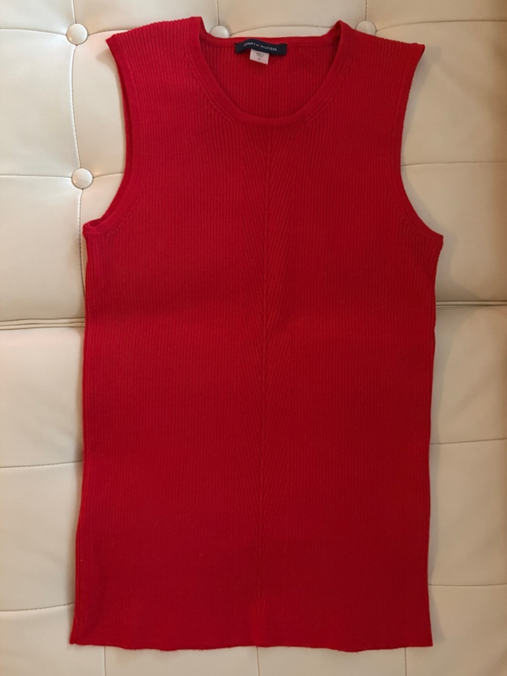 Tommy Hilfiger Red Sleeveless Ribbed Knit Tank